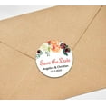 thumbnail image 3 of Darling Souvenir Round 45 Pcs Floral Save The Date Stickers Wedding Personalized Bride Groom Names And Date Envelope Seals - White, 3 of 4