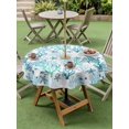 thumbnail image 4 of Outdoor Tablecloth with Umbrella Hole for Patio/Picnic/Party/Camping, Ocean Coral Waterproof Table Cloth Round Cover Washable, Summer Nautical Coastal Coral Starfish Blue Green (Dia 60"), 4 of 8