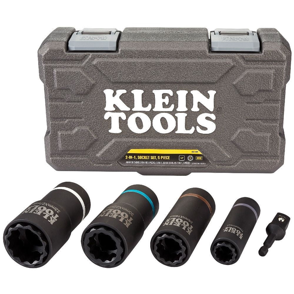 Klein Tools 66050E 5-Piece 12-Point 2-in-1 Metric Impact Socket Set