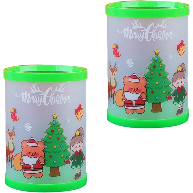Cartoon Christmas Pencil Pen Holder Space Saving Pencil Cup Pen Container Remote Control Holder for Desk Decorations