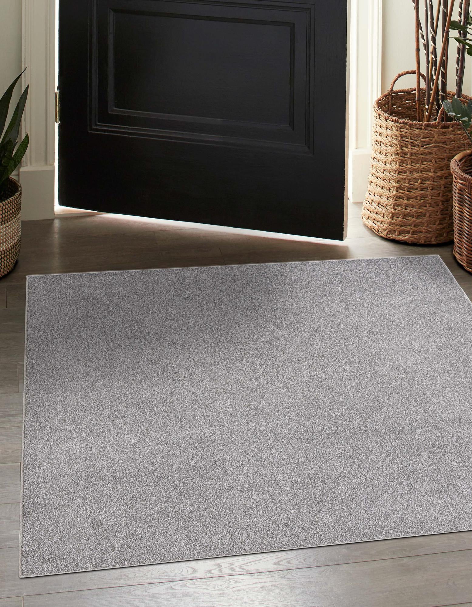 Rugs.com Everyday Solid Collection Rug – 3 Ft Square Smoke Gray Medium ...