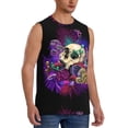 thumbnail image 2 of Easygdp Mushrooms and Skull Men's Breathable Tank Tops Sleeveless Sporty T Shirts for Basketball, Mountaineering, Bodybuilding -Medium, 2 of 8