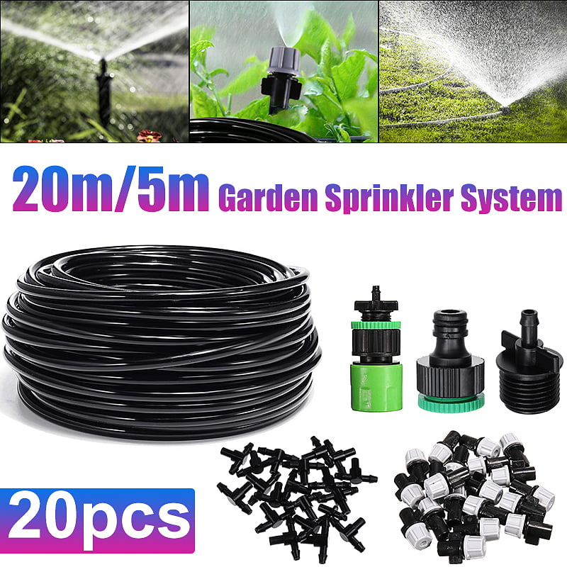 20m 66ft Outdoor Garden Misting Cooling System 20 Plastic Mist Nozzle Sprinkler 