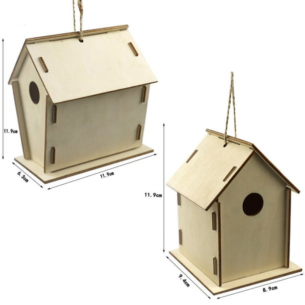 Tacobear – Kit De Nichoir à Construire Et Peindre – 3 Cabanes En Bois + Peintures, Pinceaux, Plumes Et Stickers – Activité Manuelle 3-6 Ans