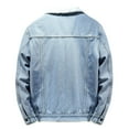 thumbnail image 3 of Clearance Men's Fleece Jean Jacket Winter Cotton Sherpa Lined Denim Trucker Coat Winter Warm Single Breasted Stand Collar Jean Jacket, 3 of 6