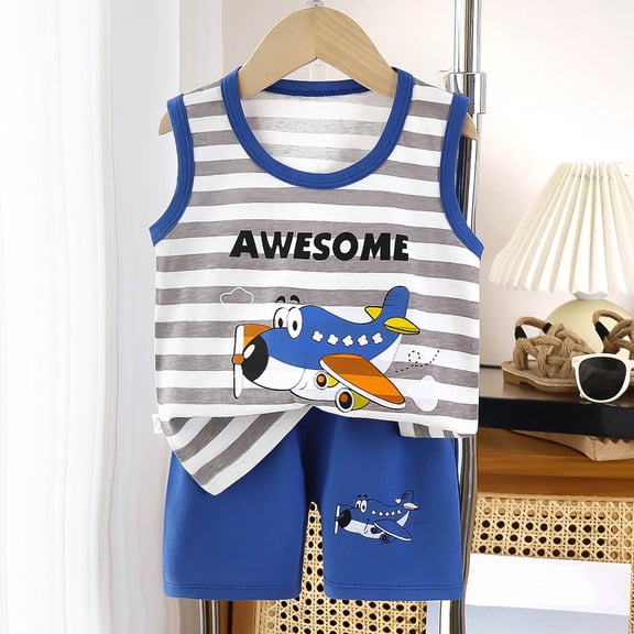 Gerichy Toddler Kids Boy Shorts Clothing Set 0 6 12 18 24 Months 2T 3T Toddler Baby Boys Summer Outfits Short Sleeve Cartoon Print T-Shirt Tops & Shorts Sets 2Pcs Cute Baby Boys Cotton Summer Clothes