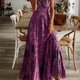 thumbnail image 1 of Vestido Elegante De Talla Grande, Vestido Maxi Elástico Alto Fruncido Con Cuello En V Y Manga De Burbuja Con Estampado Floral Para Mujer, 1 of 4