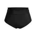 thumbnail image 3 of HNMKIU Women's High Waisted Full Coverage Bikini Bottoms with Pockets Swim Shorts 02_Black,L, 3 of 7