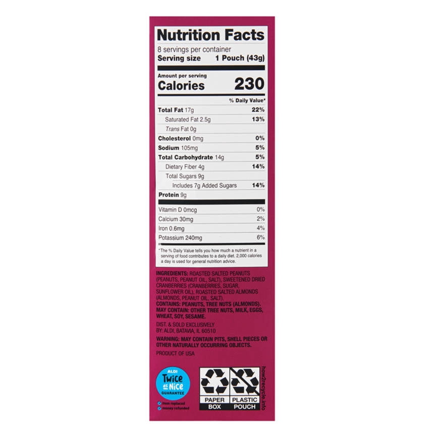 2PK - Southern Grove Peanut Cranberry Almond Trail Mix, 8 count