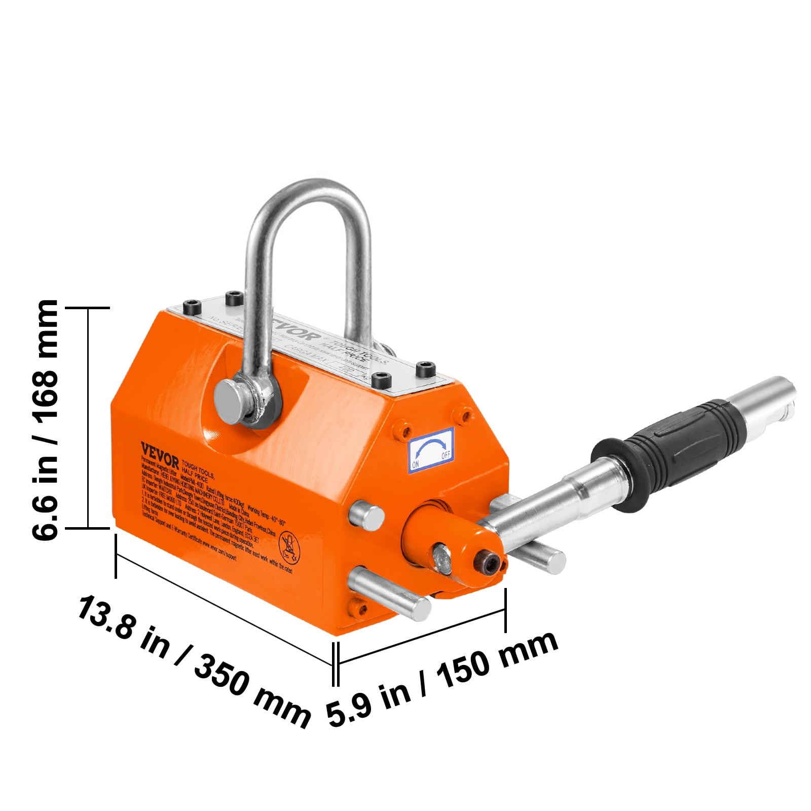 VEVOR Magnetic Lifter, 4400lbs/2000kg Pulling Capacity, 2.5 Safety Factor, Neodymium & Steel, Lifting Magnet with Release, Permanent Lift Magnets, Heavy Duty Magnet for Hoist, Shop Crane, Block