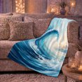 thumbnail image 6 of Rolling Blue Ocean Wave with White Foam Crest, Coastal Surf Art for Beach Lovers, Birthday Gift, Soft Flannel Blanket for Bedroom and Lounge, Fresh Ocean Home Decor, 6 of 9