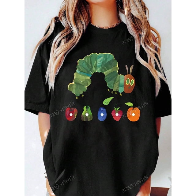 Tops The Very Hungry Caterpillar - Vintage Women's Short Sleeve Casual T-Shirt Tee For Adult, Men, Women, Teen, Teenager, Adolescent, Youth