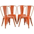 thumbnail image 1 of FDW Set of 4 Metal Dining Chairs, Wooden Seat, 18" Stackable Kitchen Chairs for Indoor Outdoor Patio, Restaurant, Cafe Seating (Orange), 1 of 6
