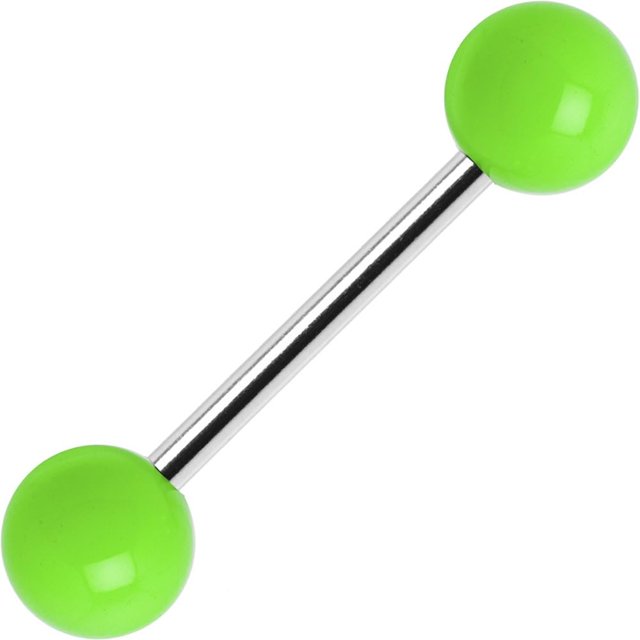 Woeilo Stainless Steel Neon Green 6mm Acrylic Ball Barbell Tongue Ring