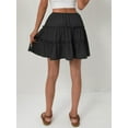 thumbnail image 4 of Women Floral Flared Short Skirt Cute High Waist Ruffle Beach Mini Black S, 4 of 8