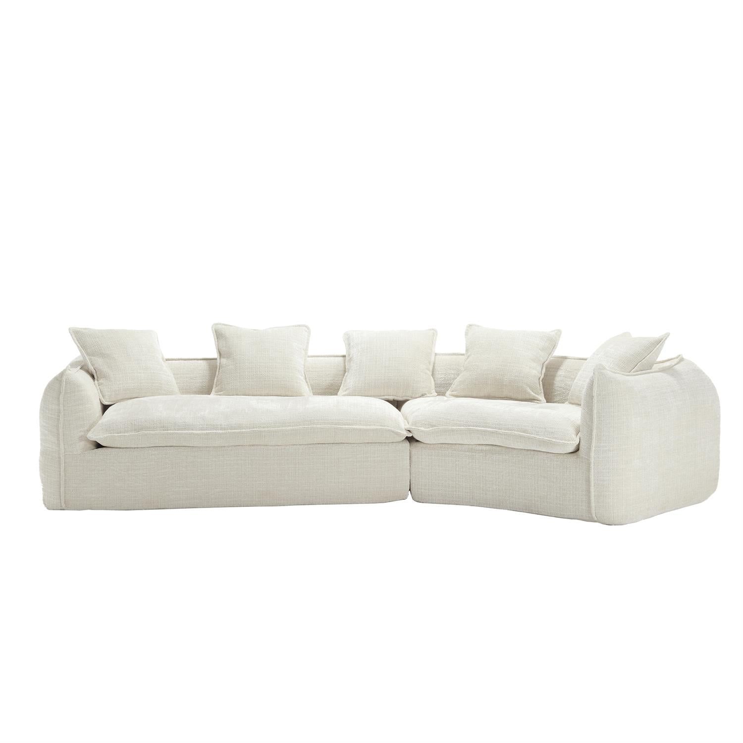 Demi Bonn 125" Modern Modular U-Shaped Sectional Sofa, Spacious 5-Seat Chenille Fabric Couch with Plush Pillows for Living Room, Minimalist Cloud-Style, Beige
