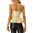 thumbnail image 3 of INSPIRE CHIC Women's Top Sequin Cami Spaghetti Strap V Neck Sparkle Ruffles Peplum Tops XS Gold, 3 of 6