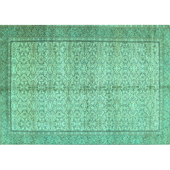 Ahgly Company Machine Washable Indoor Rectangle Persian Turquoise Blue Traditional Area Rugs, 6' x 9'