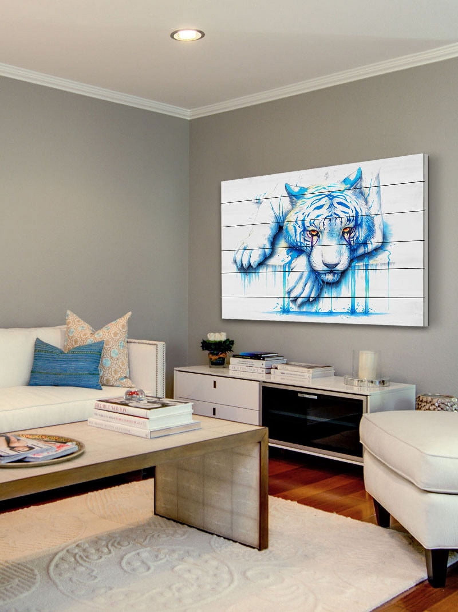 Marmont Hill "Blue Tears" Painting Print on White Wood