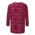 thumbnail image 5 of Penkiiy Chemises de la Saint-Valentin pour Femmes Manches 3/4 Col Rond Blouses Décontractées Imprimé Mignon Tuniques Tops 2025 3TG Multicolore, 5 of 5