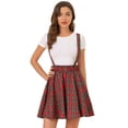 thumbnail image 1 of Falda De Tirantes Plisado A Cuadros Allegra K Cintura Elástica Para Mujer Rojo verde L, 1 of 6