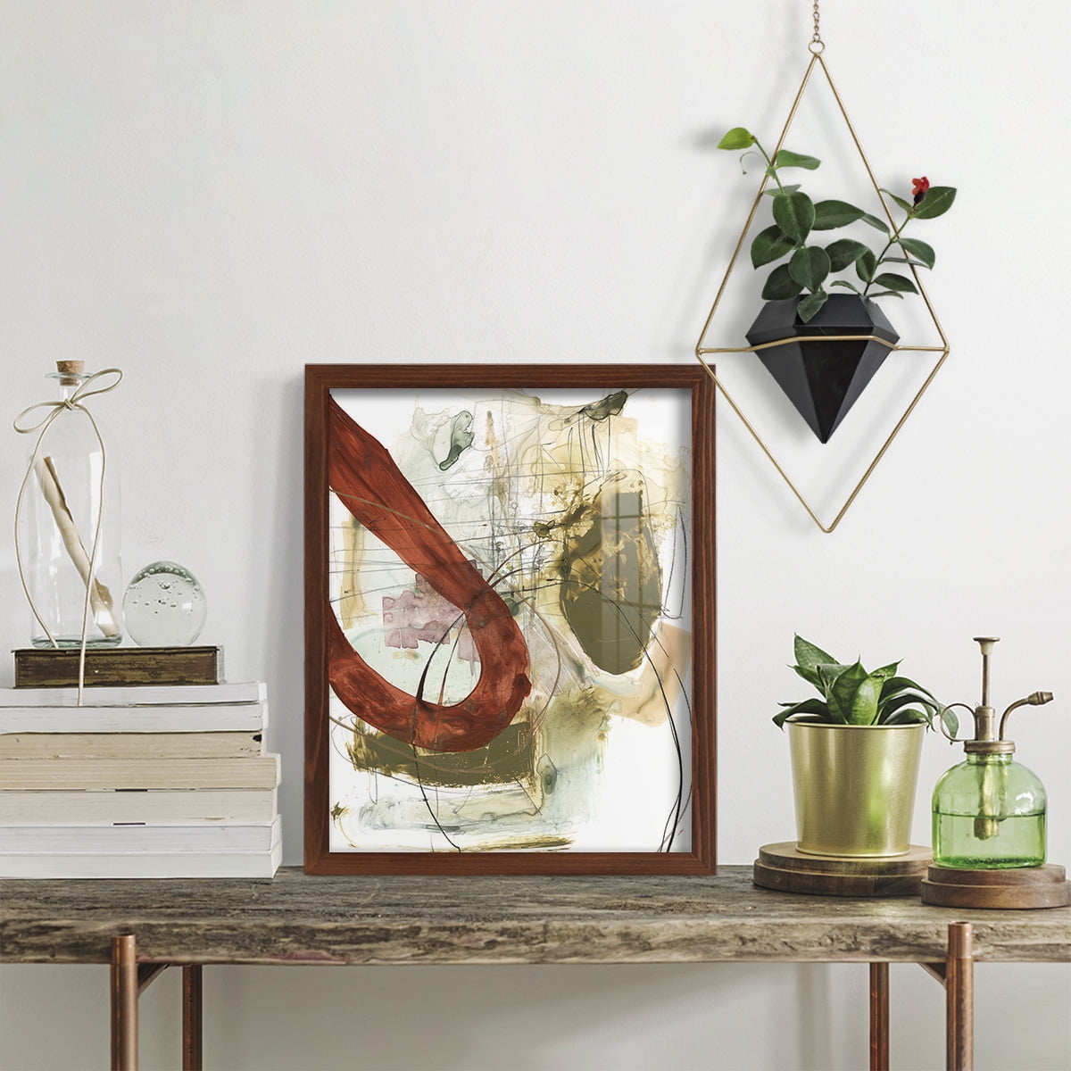 Rusted Loops I - Framed Print w/glass - Chestnut