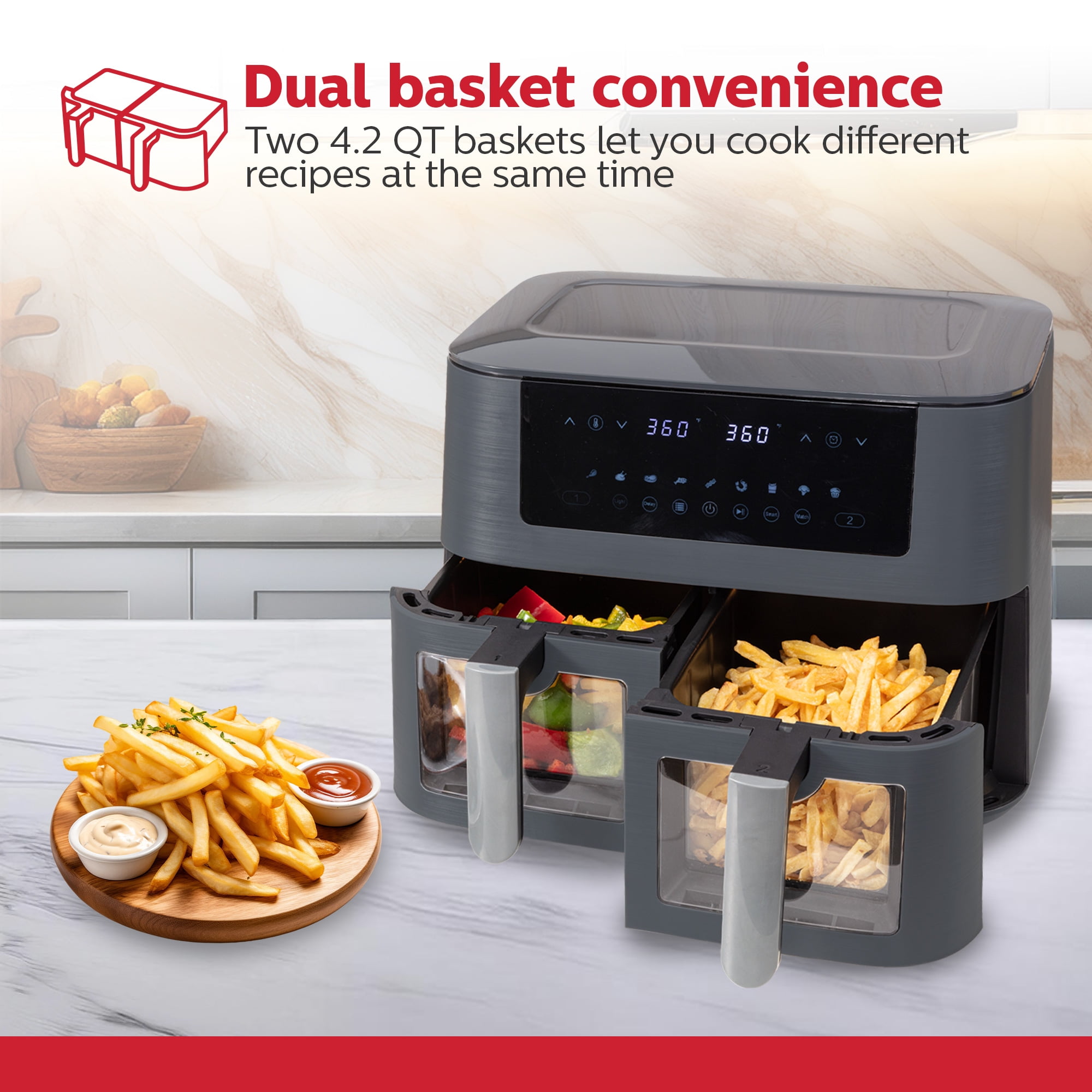 Holstein Housewares 8.4 QT Dual Basket Digital Air Fryer