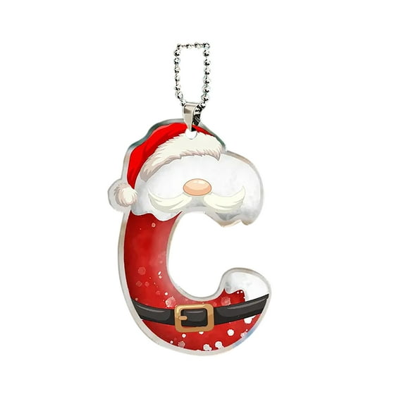 Luoshdecor 2025 Santa Claus Christmas Ornaments, 26 Letter Ornaments for Christmas Tree,Hanging Xmas Red Hat Decor for Family Holiday Xmas Tree Fireplace (C)