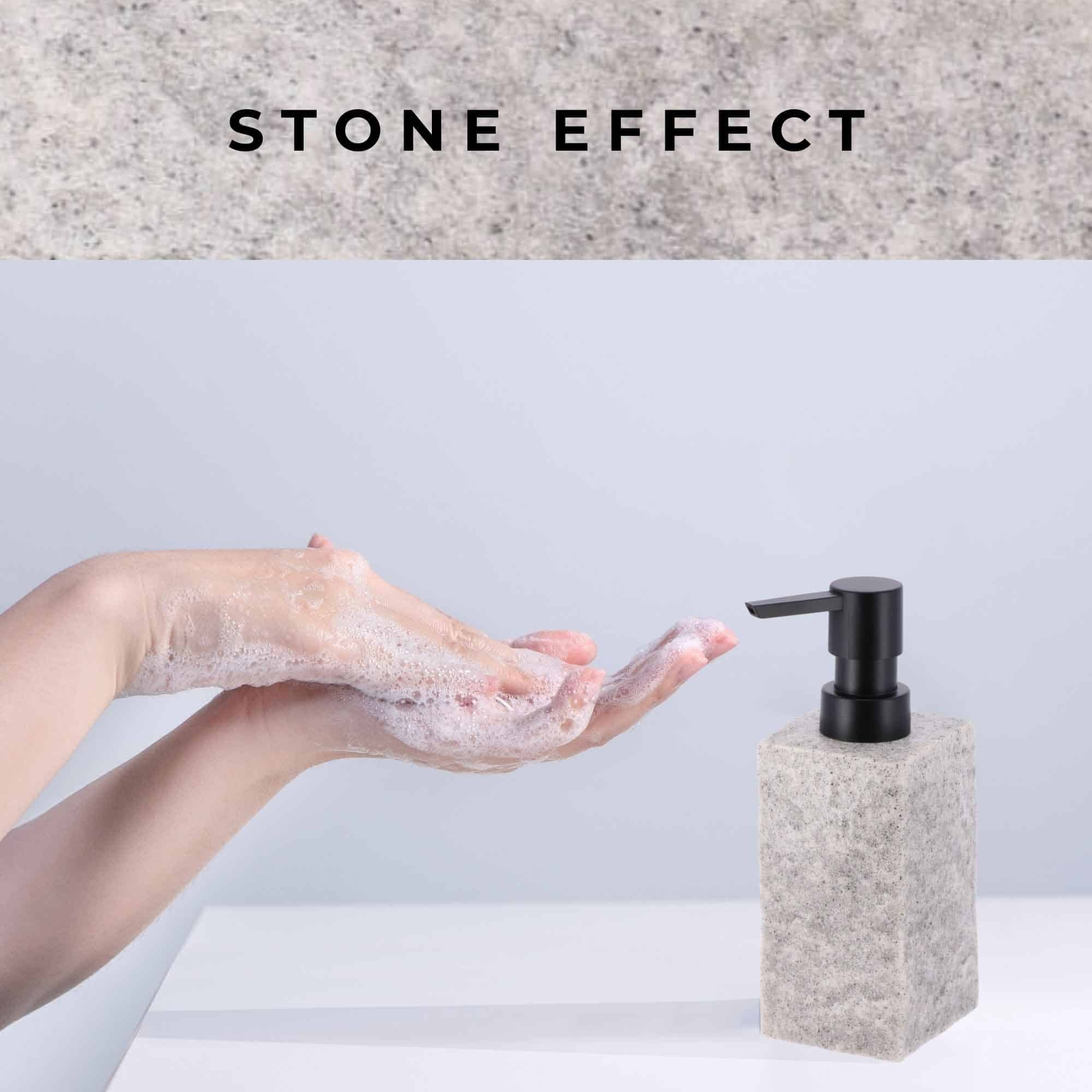 Bath Square Resin Hand Soap & Lotion Dispenser Stone Effect 9 FL OZ Gray