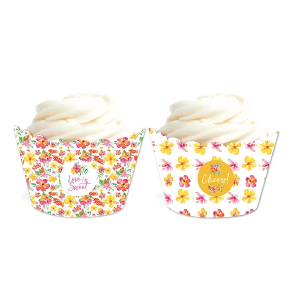 Tropical Floral Garden Party Wedding, Cupcake Wrappers, 20-Pack
