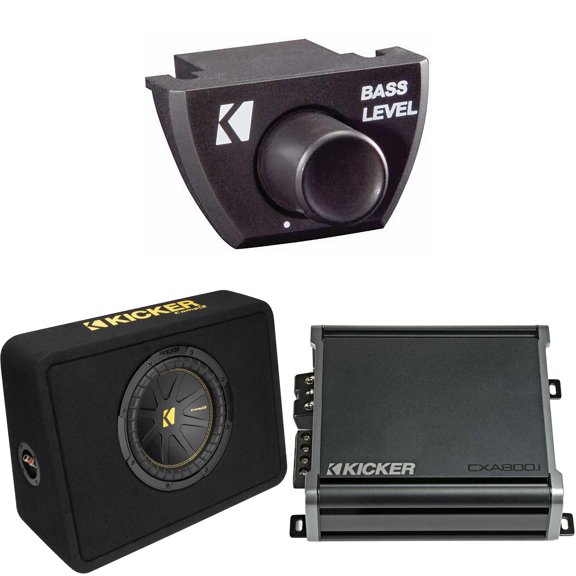 Kicker 10 Inch Comp Truck Bass Package 50TCWC104 with 46CXA8001, Bass Knob Bundle