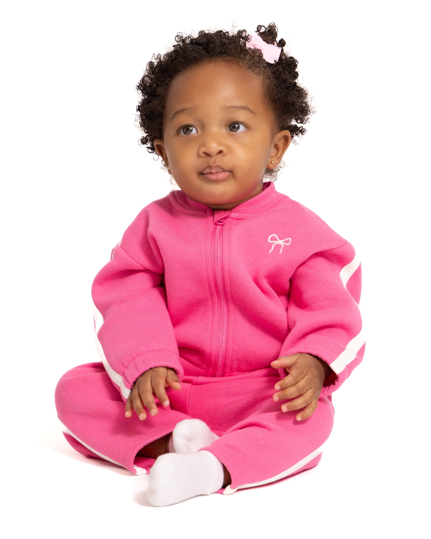 Wonder Nation Baby Girls Long Sleeve Full-Zip Tracksuit, 2 Piece, Sizes 0/3M-24M