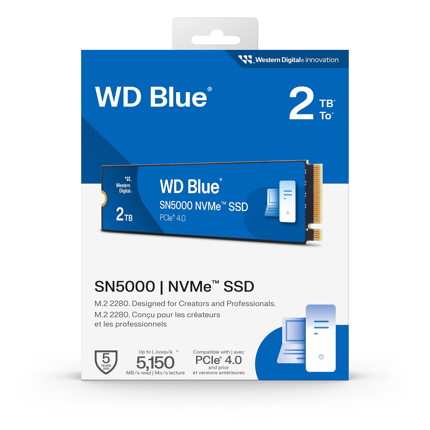 Western Digital 2TB WD Blue SN5000 NVMe SSD, PCIe Gen 4.0 Internal
