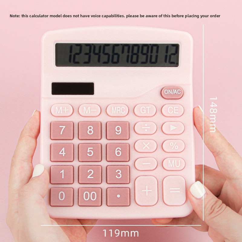 Solar calculator, dual power supply, low energy consumption, desktop office supplies.