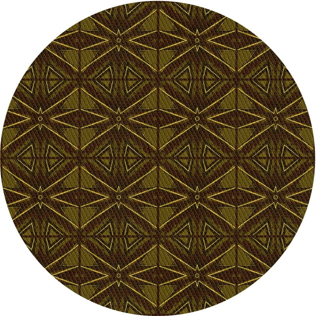Ahgly Company Machine Washable Indoor Round Transitional Dark Bronze Brown Area Rugs, 5' Round