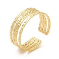 thumbnail image 3 of 1pc Ion Plating(IP) 304 Stainless Steel Multi Line Cuff Bangles for Women Real 18K golden Plated Inner Diameter: 2 inch(5.15cm), 3 of 3