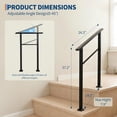 thumbnail image 2 of 2-Step Outdoor Stair Handrail Kit Black Aluminum and Iron Construction Adjustable 0 -45 Angle Easy DIY Installation with All Hardware and Gloves Included, 2 of 8