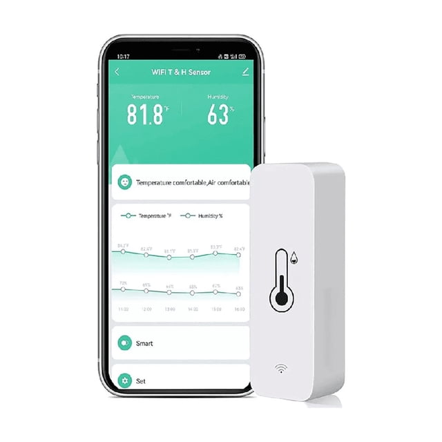 Sensor Termómetro Higrómetro Wifi Inteligente Alexa Google blanco