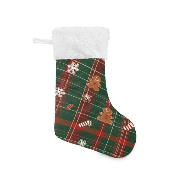Christmas Stocking with Hanging Loop for Family Holiday Ornament Red and Green Plaid