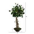 thumbnail image 2 of Nearly Natural 2ft Ficus Bonsai Artificial Tree in Decorative Planter in Green, 2 of 4