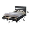 thumbnail image 5 of Contemporary Acrylic Trim Accent Eastern King Bed with 2 Drawers, Black- Saltoro Sherpi, 5 of 5