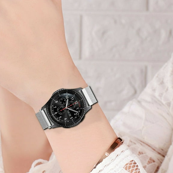 GoldCherry Band for Samsung Galaxy Watch 3 45mm/46mm/Gear S3 Frontier/Classic Bands,22mm Milanese Mesh Woven Stainless Steel Watchband Quick Release Strap Bracelet(Black)