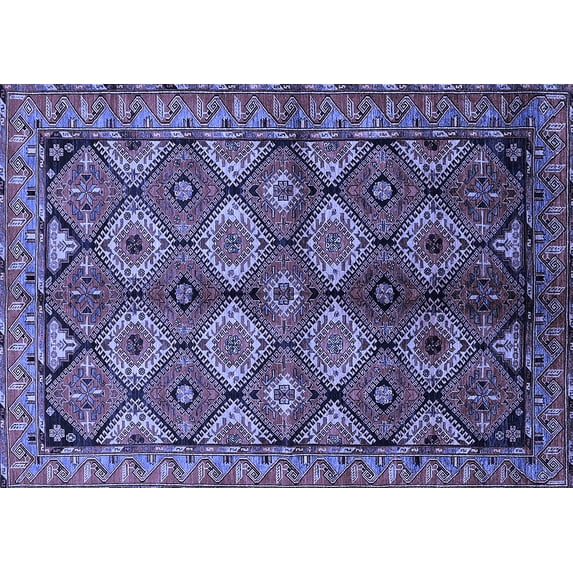 Ahgly Company Machine Washable Indoor Rectangle Oriental Blue Industrial Area Rugs, 4' x 6'