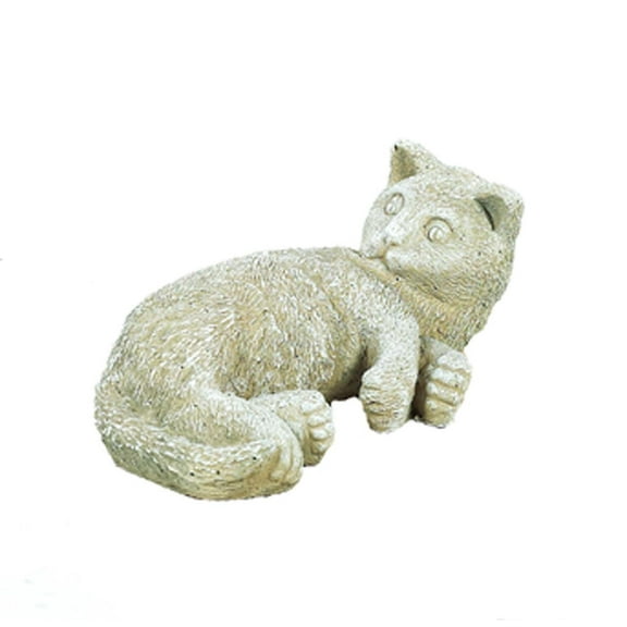Solid Rock Stoneworks Laying Kitten Stone Statue 4" X 10" Desert Sand Color