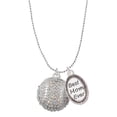 thumbnail image 1 of Delight Jewelry Silvertone Large Super Sparkle Crystal Clear AB Softball Best Mom Ever Charm Necklace, 1 of 4