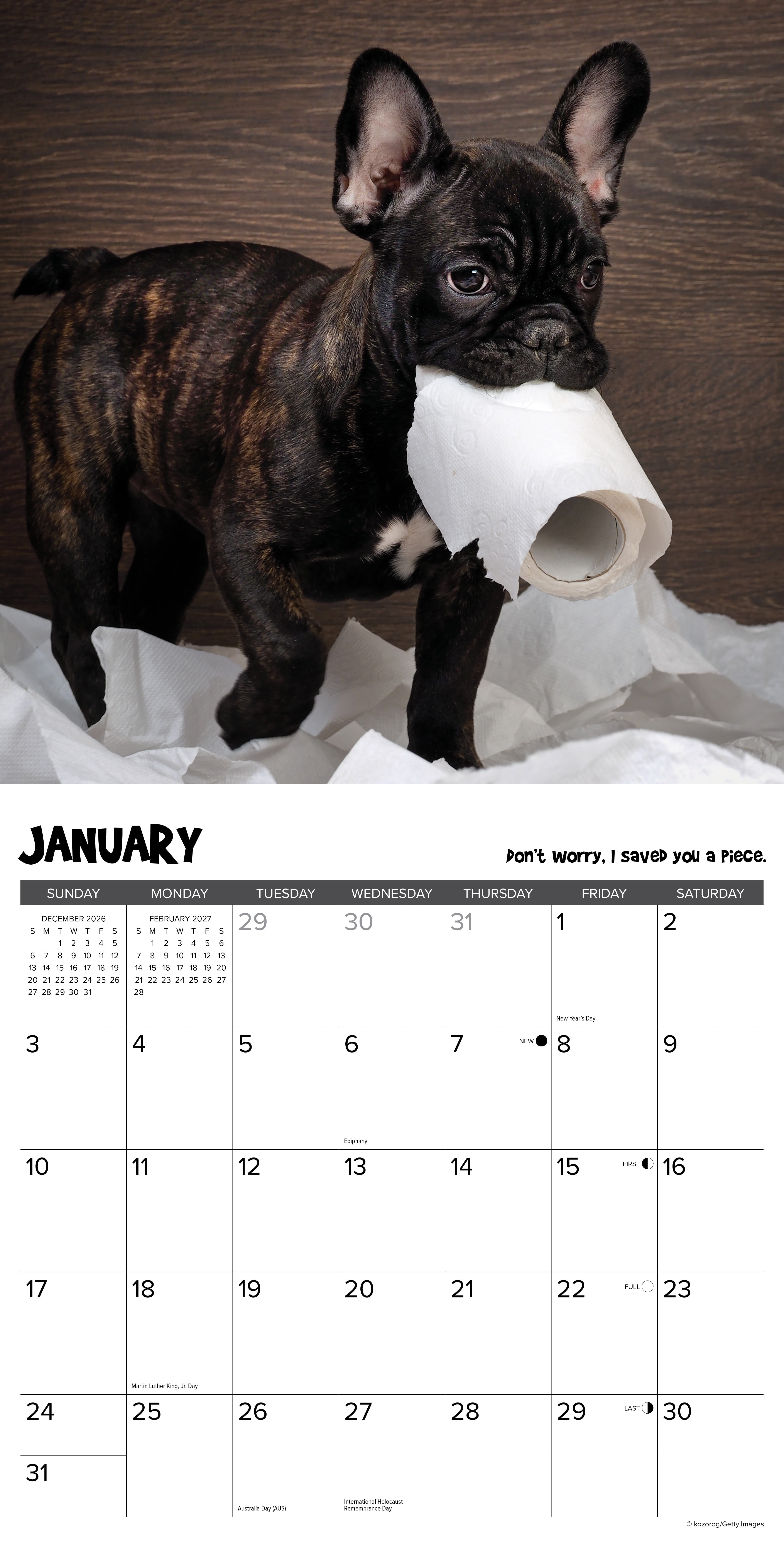 Willow Creek Press, Pardon My Frenchie 2027 Wall Calendar