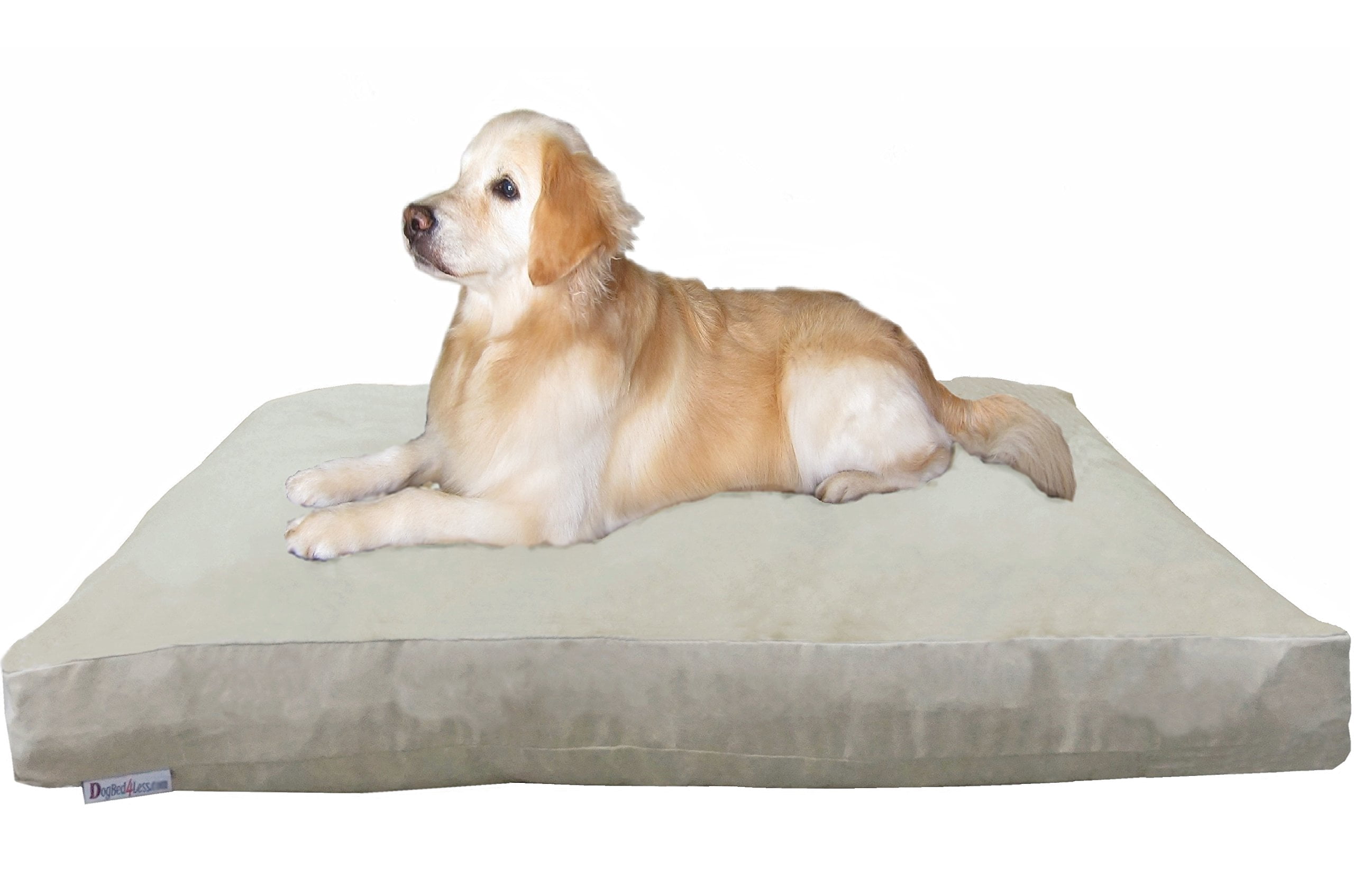 XXL Orthopedic Memory Foam Dog Bed for Large Breeds, Waterproof Inner Liner & Machine Washable Suede Cover, 55x37 Inch Extra Large Pet Pillow, Khaki