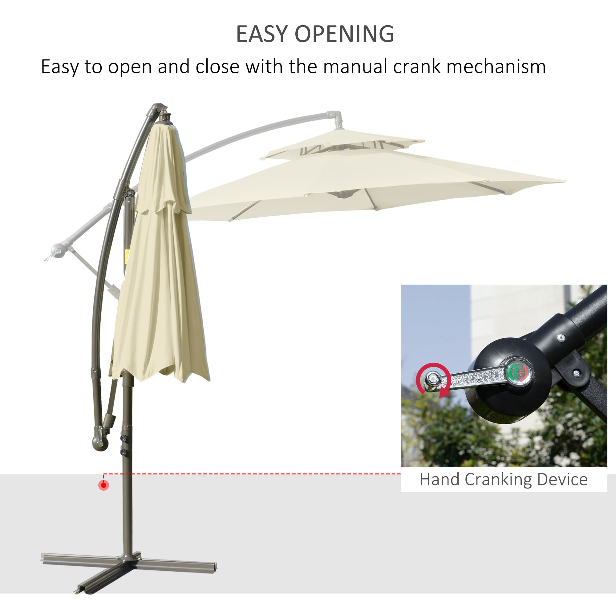 Outsunny 9 Offset Patio Umbrella with Base, Cantilever w/ Cross Base, Beige  