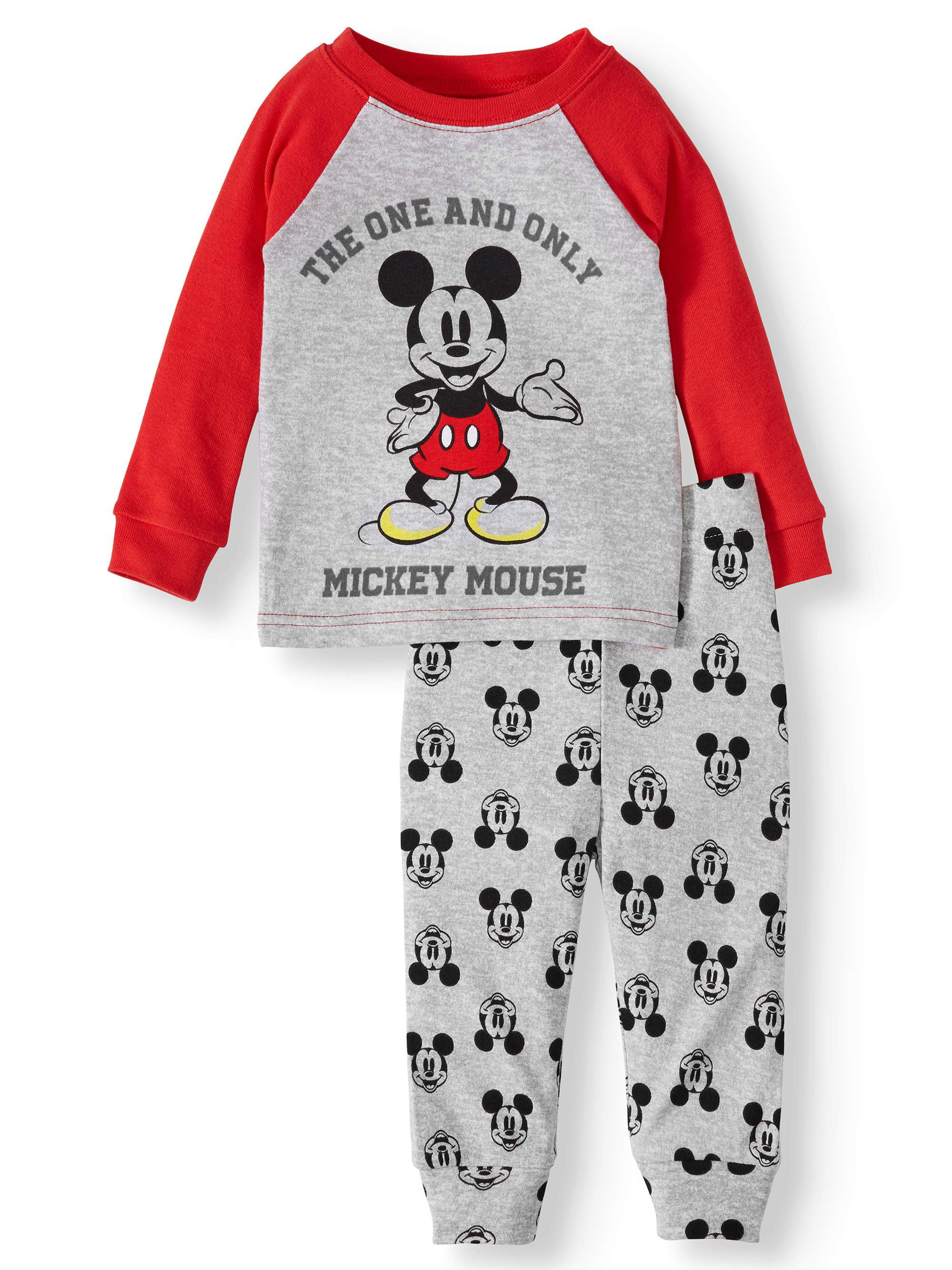 Mickey Mouse Baby Boy Long Sleeve Cotton Snug Fit Pajamas, 2Pc Set ...