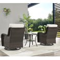 thumbnail image 5 of PARKWELL 3-Piece Outdoor Swivel Gliders with Side Table - Patio Wicker Bistro Furniture Set for Porch Deck Backyard - Beige Cushioned Swivel Rocking Chairs in Brown Wicker, 5 of 10